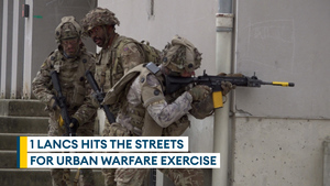British troops in action at advanced urban warfare training facility