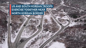 Tanks blast their way through the snow during joint South Korea-US drills