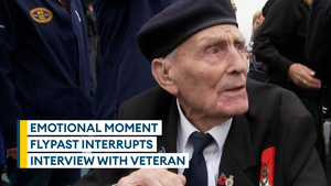 Watch: Incredible moment Normandy veteran is interrupted by RAF flypast