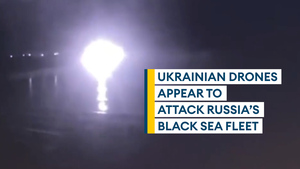 Watch: The moment Ukrainian drones carrying explosives are believed to attack Russian Black Sea fleet