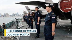 HMS Prince of Wales docks in Tokyo during CSG25 stopover