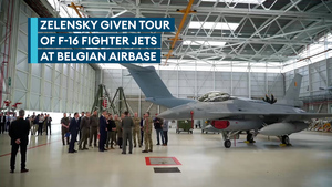 Ukrainian President visits home of Belgium's F-16s