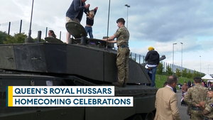 Celebrations for Queen's Royal Hussars soldiers returning from Operation Cabrit