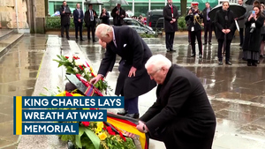 King lays wreath at Second World War memorial in Hamburg