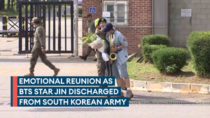 Jin from BTS ends military service to the sounds of K-pop mega hit Dynamite 