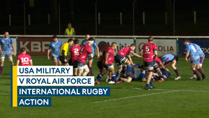 USA military rugby team defeats the RAF in Aldershot