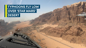 RAF Typhoons practise low-flying over iconic desert seen in Star Wars