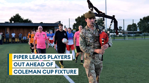 Piper leads out 4SCOTS players ahead of Coleman Cup fixture