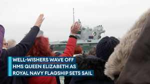 HMS Queen Elizabeth waved off leaving Portsmouth naval base