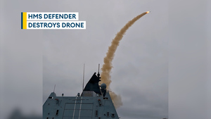 Warship HMS Defender destroys jet drone during large test