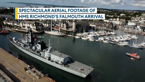 Armed Forces Day: Spectacular drone footage of HMS Richmond sailing into Falmouth