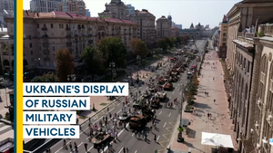 Ukrainians parade wrecked Russian vehicles on Kyiv streets
