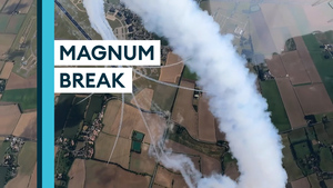 From the air: Red Arrows' impressive 'Magnum Break' over RAF Scampton