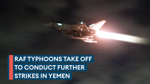 RAF Typhoons use Paveway IV bombs against Houthi locations in Yemen