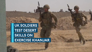 UK troops train in Oman's hot and dusty desert on Exercise Khanjar