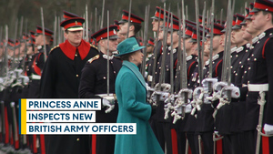 Umbrellas up at Sandhurst as Princess Royal inspects newest Army officers