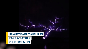 Rare weather phenomenon 'St. Elmo's fire' captured from cockpit of US Air Force aircraft