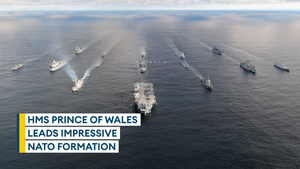 Nato flexes its muscles as huge 15-ship formation is led by Royal Navy aircraft carrier