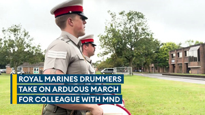 Royal Marines drummers march for 26 hours for colleague