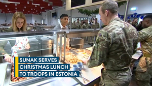Prime Minister serves Christmas lunch to troops during visit to Estonia