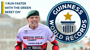 Honorary Royal Marine becomes crutch marathon record-holder
