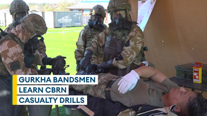 Gurkha bandsmen learn CBRN casualty decon drills