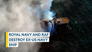 Former warship destroyed by UK and US forces after unleashing 'fire and fury'