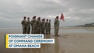 US troops hold change of command ceremony on D-Day beach