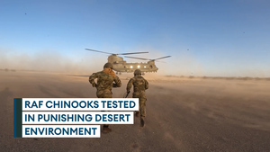 RAF Chinooks train in the heat of the Californian desert
