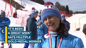 RAF skier reacts to medal collecting week at Meribel