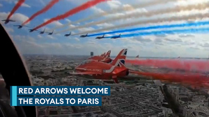 Red Arrows and French counterparts welcome King and Queen to Paris