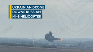 Expensive Russian heli downed by cheap Ukrainian drone
