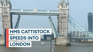 HMS Cattistock arrives in London