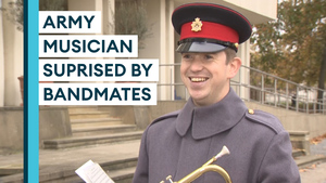 Watch: Prize-winning Army bandsman surprised with performance of his song
