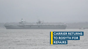 HMS Queen Elizabeth in the Forth ahead of repairs in Rosyth