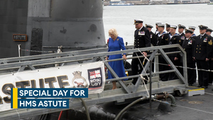 Queen takes on historic Royal Navy role during visit to HMS Astute
