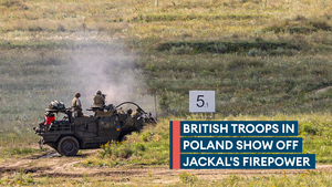 British Jackals and US Abrams tanks show off firepower in Poland