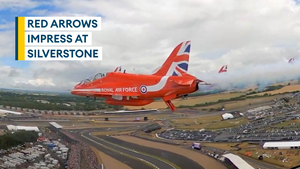 Red Arrows roar past Silverstone in latest flypast