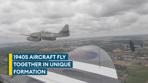 Watch amazing footage of WWII Spitfire flying alongside German aircraft