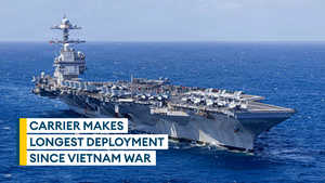 Carrier USS Gerald R Ford spends 295 days at sea