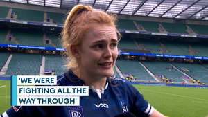 Navy Captain Rose Dixon reacts to Army win at Twickenham