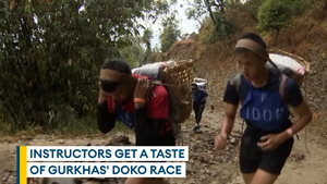 Training staff take on Brigade of Gurkhas' Doko Race