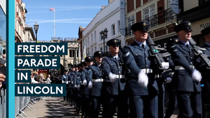Hundreds of RAF Scampton and RAF Waddington personnel marched through Lincoln