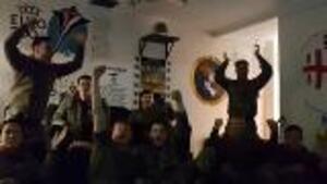 British Troops Celebrating England Beating Sweden