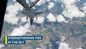 Watch as US F-16s and Finnish F-18s refuel side by side on Ex Astral Knight 23