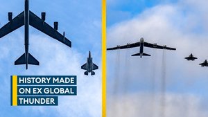 F-35s escort USAF B-52 on Ex Global Thunder