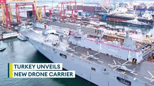 Turkey shows off its 230-metre long drone carrier