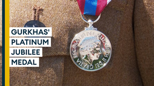 Royal Gurkha Rifles soldiers presented with Platinum Jubilee medals