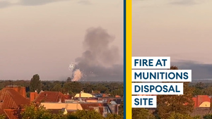 Fireworks exploding as a fire tore through an ammo dump in Germany caught on camera