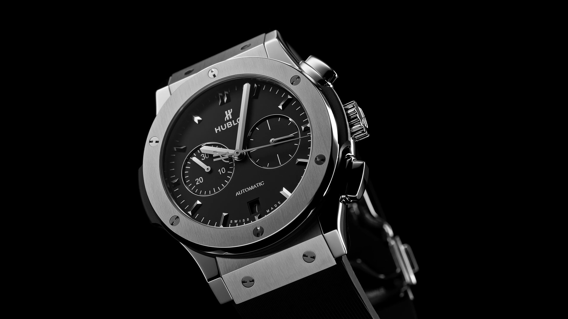 Mens Hublot Classic Fusion Titanium Green Dial 42mm Diamond Watch 6.5 ct